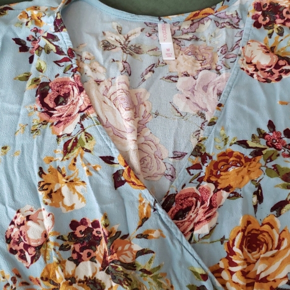 Surplice Floral Ruffle Mini Dress-Great for Spring - Picture 2 of 4